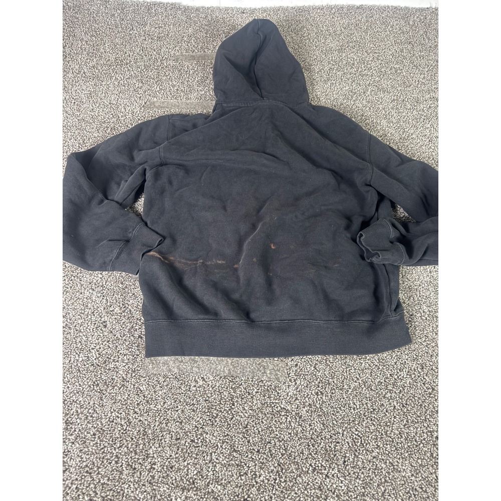 Puma Mens Small Black Pullover Hoodie Embroidered Box Logo Fleece Sweatshirt